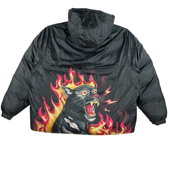 Puma x Dapper Dan Men Black Grey Reversible Bomber Puffer Coat Jacket Sz XL NWT